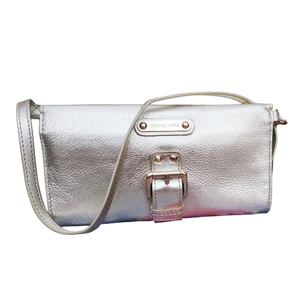 Michael Kors Gold Wristlet Wallet Clutch Bag Travel Glam Clubwear Grab & Go Boho